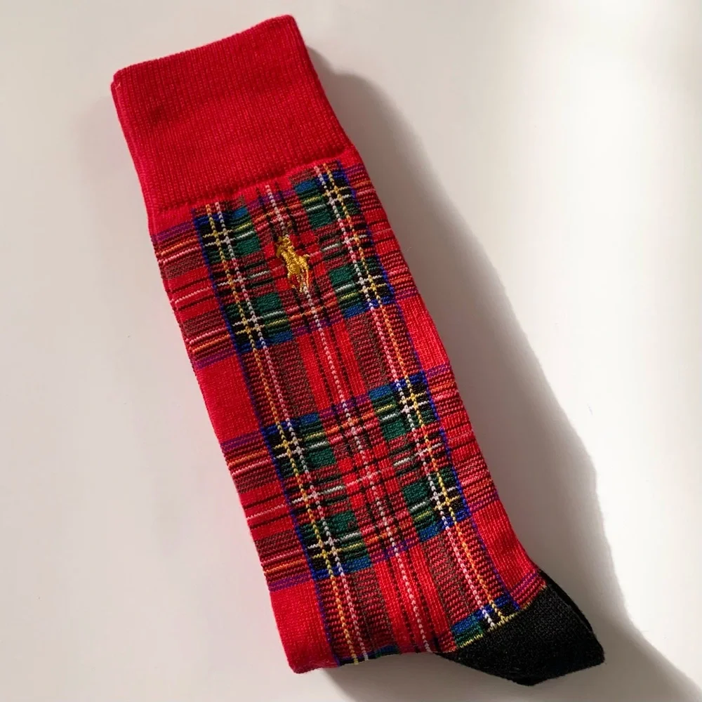 New Ralph Lauren Red plaid long socks